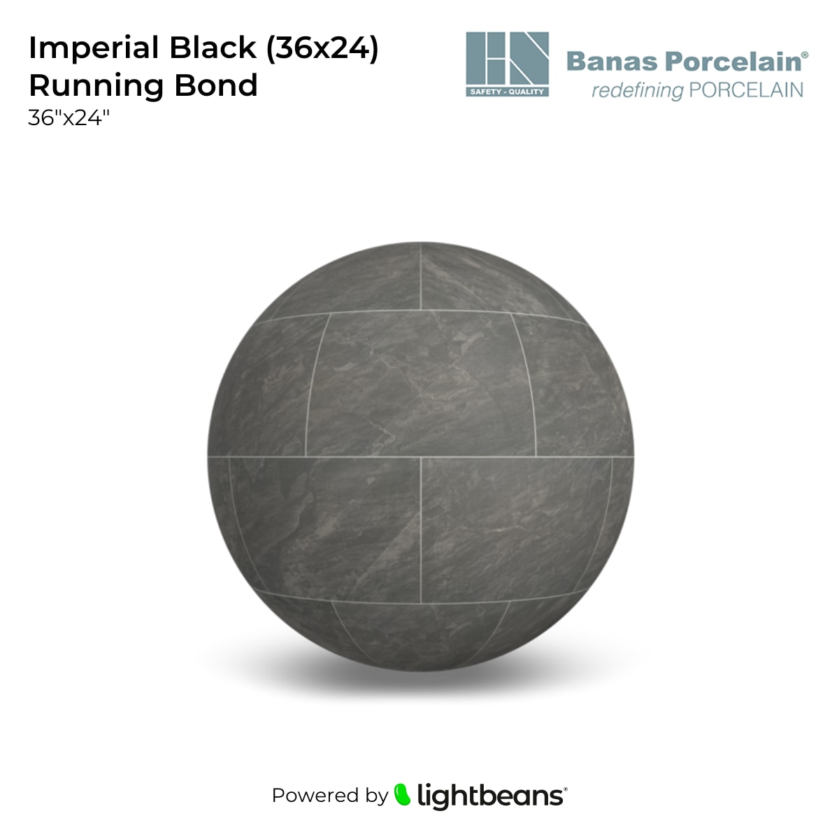 Imperial Black (36x24) Running Bond Texture from Banas Porcelain ...