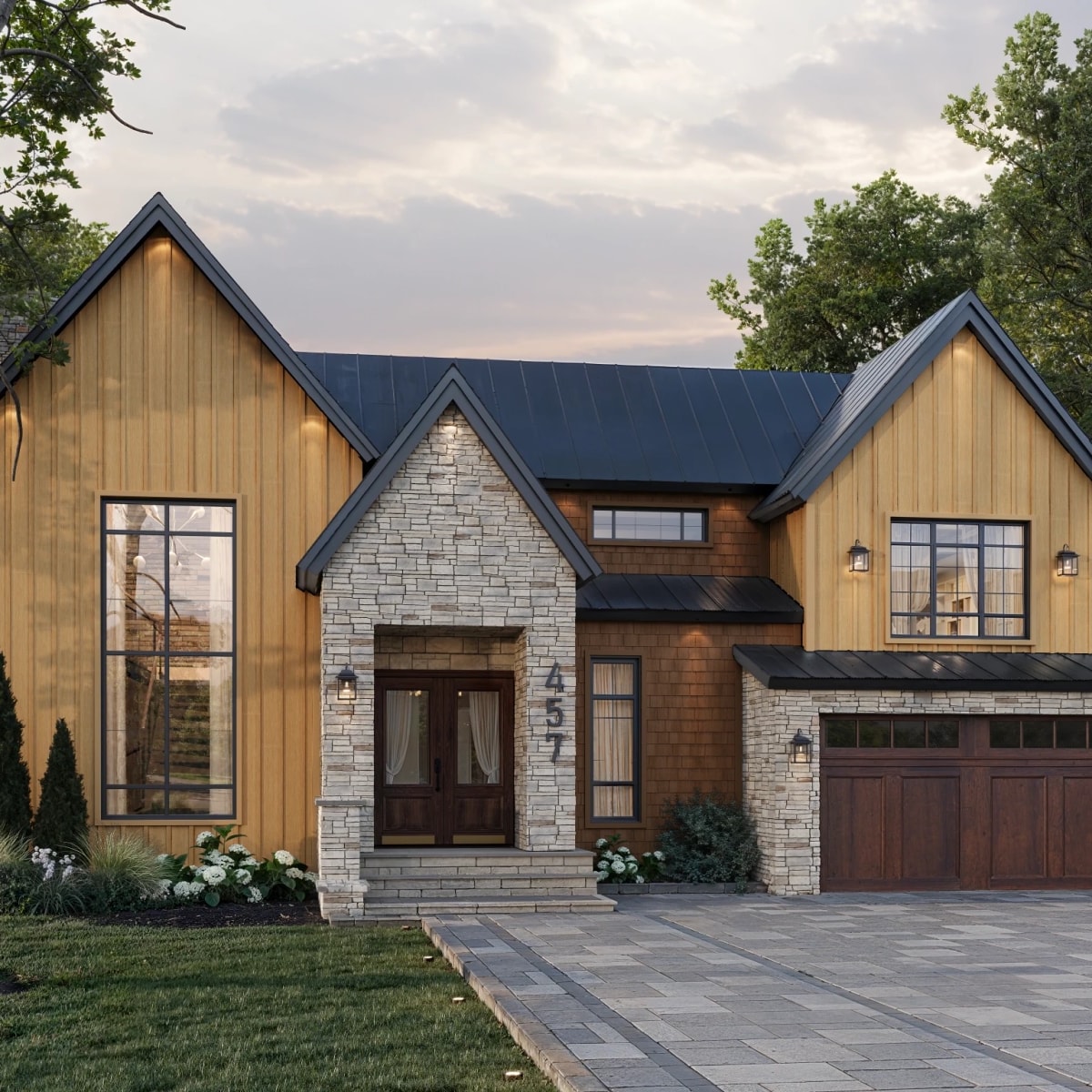 Natural Honey Fiber Cement Board and Batten Siding Texture from St-Laurent