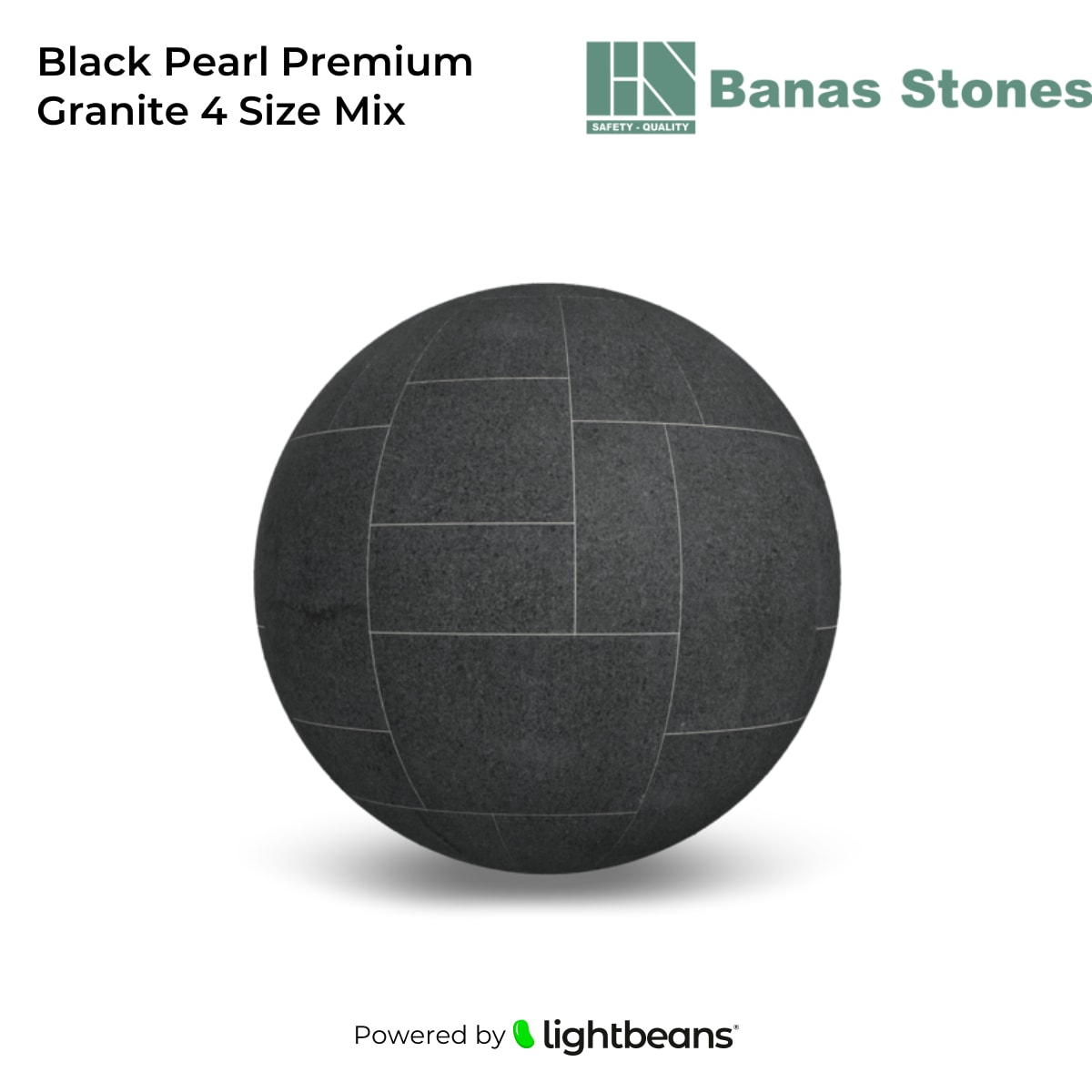 Texture Black Pearl Premium Granite 4 Size Mix de Banas Stones | Lightbeans